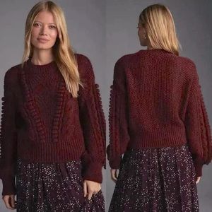 Anthropologie: Chunky knit sweater in Maroon [XS/XXS]